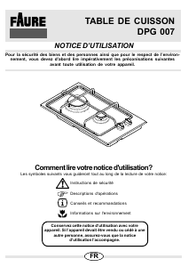 Mode d’emploi Faure DPG007X Table de cuisson