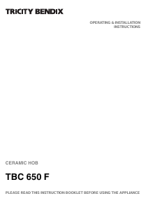 Manual Tricity Bendix TBC650F Hob