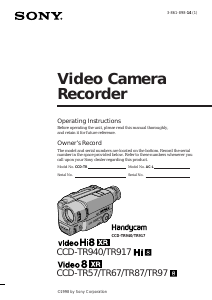 Manual Sony CCD-TR917 Camcorder