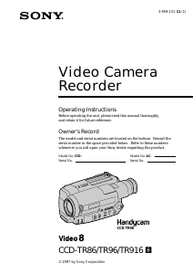 Manual Sony CCD-TR916 Camcorder