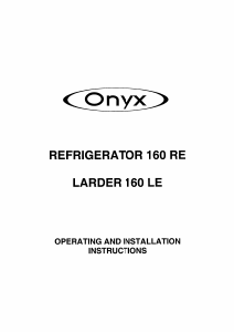 Manual Onyx 160LE Refrigerator