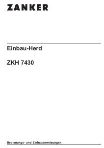 Bedienungsanleitung Zanker ZKH7430PX Herd