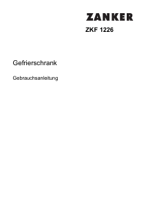 Bedienungsanleitung Zanker ZKF1226 Gefrierschrank