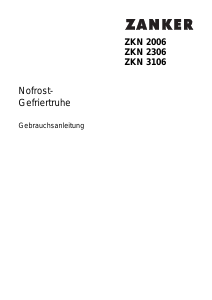 Bedienungsanleitung Zanker ZKN2306 Gefrierschrank