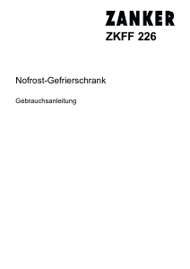 Bedienungsanleitung Zanker ZKFF226 Gefrierschrank