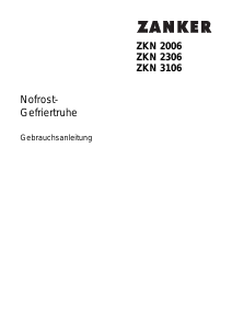 Bedienungsanleitung Zanker ZKN3106 Gefrierschrank