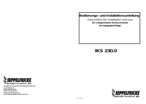 Bedienungsanleitung Seppelfricke IKS 230.0 Kühlschrank