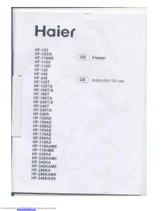 Handleiding Haier HF-286KAME Vriezer