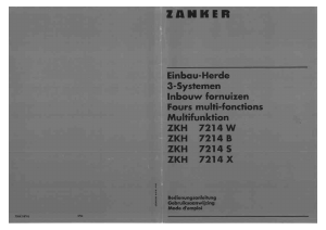 Bedienungsanleitung Zanker ZKH7214B Herd