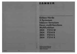 Bedienungsanleitung Zanker ZKH7214X Herd