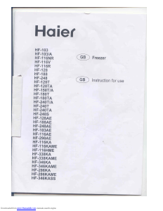 Manual Haier HF-338KA Freezer