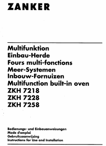 Mode d’emploi Zanker ZKH7218H Cuisinière