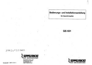 Bedienungsanleitung Seppelfricke GS 631-1 Geschirrspüler