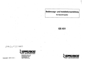 Bedienungsanleitung Seppelfricke GS 631-3 Geschirrspüler