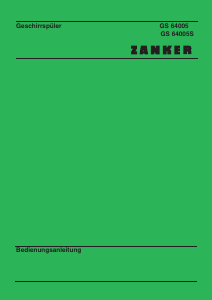 Bedienungsanleitung Zanker GS64005S Geschirrspüler