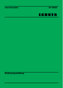 Bedienungsanleitung Zanker GE64020 Geschirrspüler