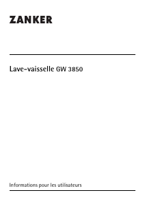 Mode d’emploi Zanker GW3850W Lave-vaisselle