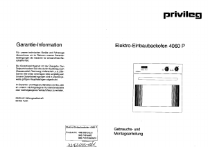 Bedienungsanleitung Privileg 4060 P Backofen