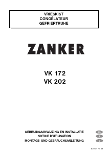 Mode d’emploi Zanker VK172 Congélateur