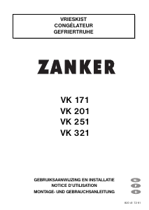 Mode d’emploi Zanker VK321 Congélateur