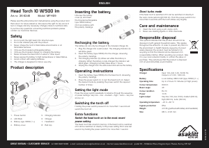 Bruksanvisning Asaklitt MF-H09 Ficklampa