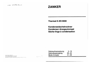 Mode d’emploi Zanker KES 9000 Sèche-linge