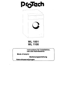 Handleiding Protech WL 1001 Wasmachine