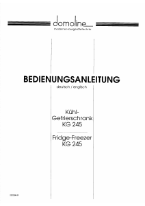 Bedienungsanleitung Domoline KG245 Kühl-gefrierkombination