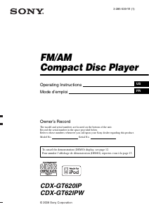 Bruksanvisning Sony CDX-GT620IP Bilradio