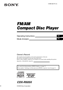 Bruksanvisning Sony CDX-R505X Bilradio