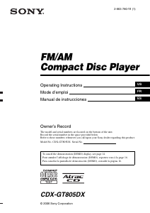 Manual Sony CDX-GT805DX Car Radio