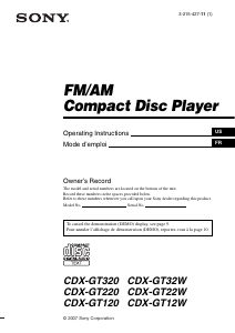 Manual Sony CDX-GT120 Car Radio