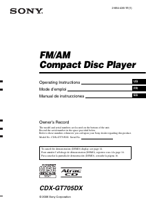 Manual Sony CDX-GT705DX Car Radio