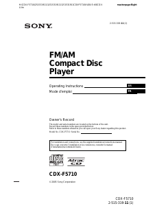 Mode d’emploi Sony CDX-F5710 Autoradio