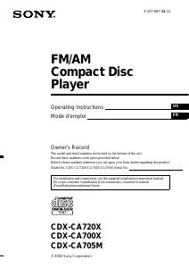 Mode d’emploi Sony CDX-CA720X Autoradio