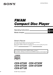 Manual Sony CDX-GT22W Car Radio