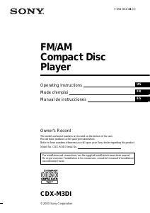 Manual de uso Sony CDX-M3DI Radio para coche