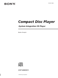 Mode d’emploi Sony CDP-M400CS Lecteur CD