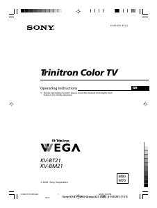 Handleiding Sony KV-BT21M80 Televisie