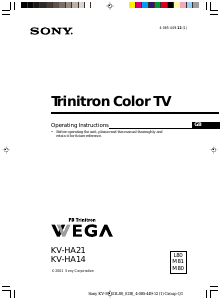 Handleiding Sony KV-HA14L80 Televisie