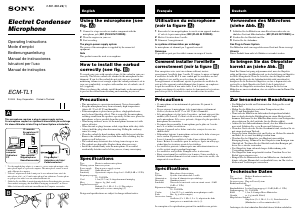 Manuale Sony ECM-TL1 Microfono