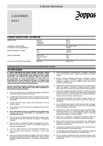 Manuale Zoppas P652 Lavatrice