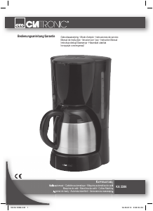 Mode d’emploi Clatronic KA 3386 Cafetière