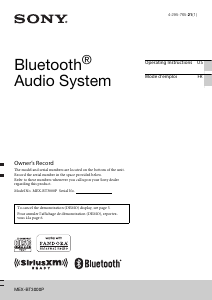 Manual Sony MEX-BT3000P Car Radio