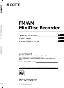 Handleiding Sony MDX-C800REC Autoradio