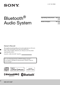 Manual Sony MEX-BT4100P Car Radio