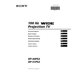 Mode d’emploi Sony KP-51PS2 Téléviseur