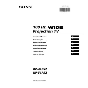 Mode d’emploi Sony KP-44PS2 Téléviseur