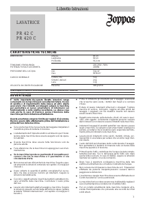 Manuale Zoppas PR420C Lavatrice