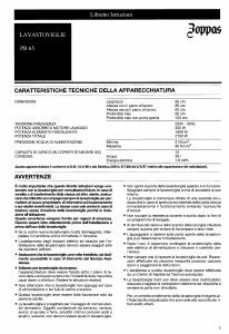 Manuale Zoppas PB65 Lavastoviglie